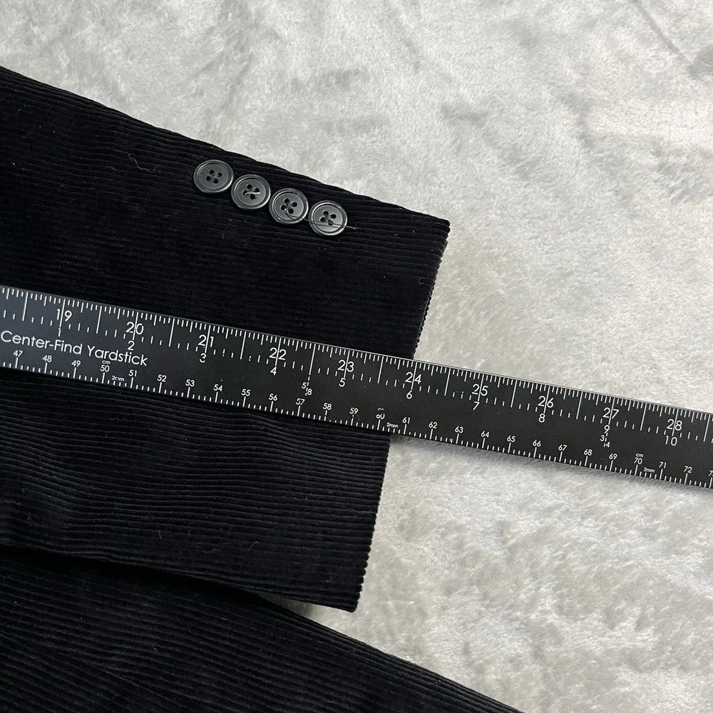 Saddlebred Black Corduroy Sport Coat Blazer Mens 48R 2 Button Cotton Jacket Prep
